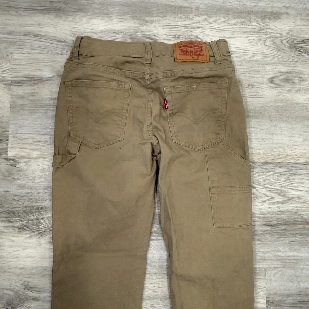 Levis 502 Regular Taper Carpenter Pants Tan Khaki Kids Size 14 Double‎ Knee